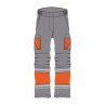 Pantalón alta visibilidad MUJER KINGSMANN STARLIGHT para rodilleras, Gris con Naranja Flúor 1