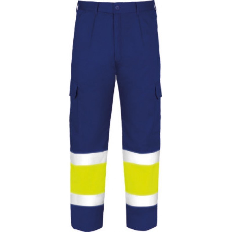 Pantalón multibolsillos bicolor Azul Marino /Amarillo Flúor 3023, VESIN,  PLAZO 10-12 días | ITURRI