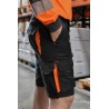 Pantalón Bermuda laboral de verano gris oscuro con detalles en naranja, LIQUIDACIÓN 2