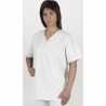 Casaca laboral blanca con cuello pico CPU91 1