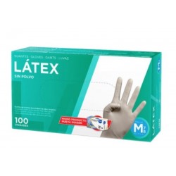 Caja con 100 guantes desechables de látex sin polvo  SI-EXAMEN-SP 1