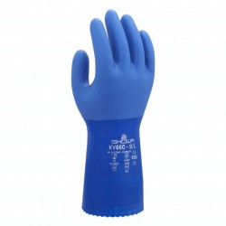 Par de guantes anticortes y químicos largos de PVC y kevlar 660KV, SHOWA