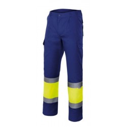 Pantalón de alta visibilidad Azulina con amarillo flúor, ref. 157, VELILLA