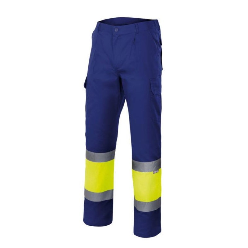Pantalón de alta visibilidad Azulina con amarillo flúor, ref. 157, VELILLA