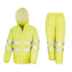 ZANZAN Chubasquero de alta visibilidad, amarillo fluorescente,  largo reflectante, impermeable, con capucha para hombres y adultos, trabajo  exterior (talla L) : Herramientas y Mejoras del Hogar
