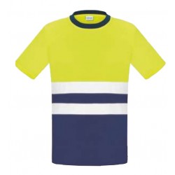 Camiseta bicolor alta visibilidad Azul Marino y Amarillo Flúor 3022, VESIN