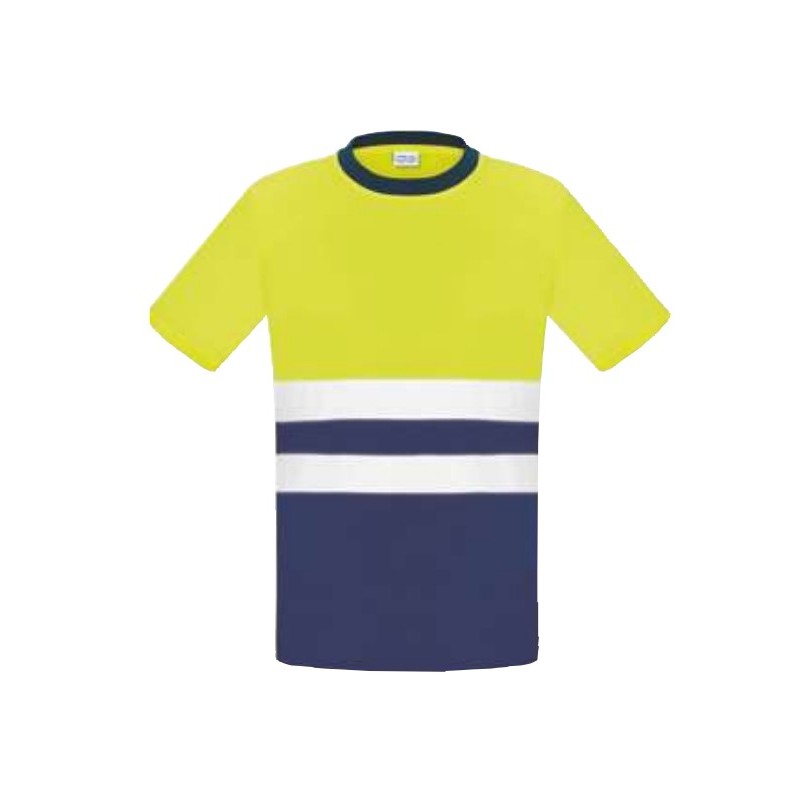 Camiseta bicolor alta visibilidad Azul Marino y Amarillo Flúor 3022, VESIN