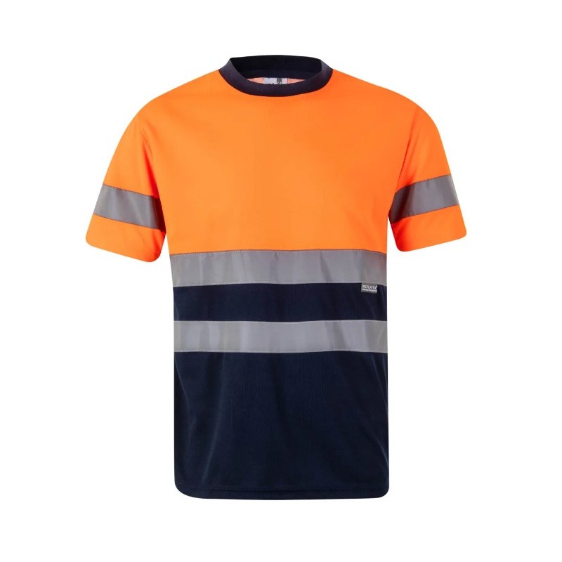 Camiseta bicolor Azul Marino y Naranja Flúor 305506