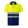 Polo alta visibilidad manga corta 173 amarillo flúor azul marino,  VELILLA 2