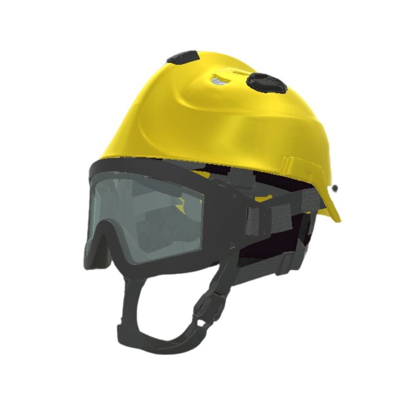 Casco EOM amarillo con gafas banda elástica, SICOR