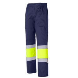 Pantalón laboral multibolsillos color azul marino y amarillo, ref. 1061, CHINTEX 1