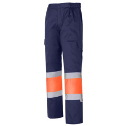 Pantalón laboral multibolsillos color azul marino y naranja, ref. 1090, CHINTEX