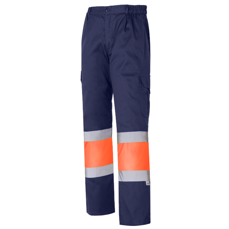 Pantalón laboral multibolsillos color azul marino y naranja, ref. 1090, CHINTEX