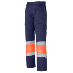 Pantalón laboral multibolsillos color azul marino y naranja, ref. 1061, CHINTEX