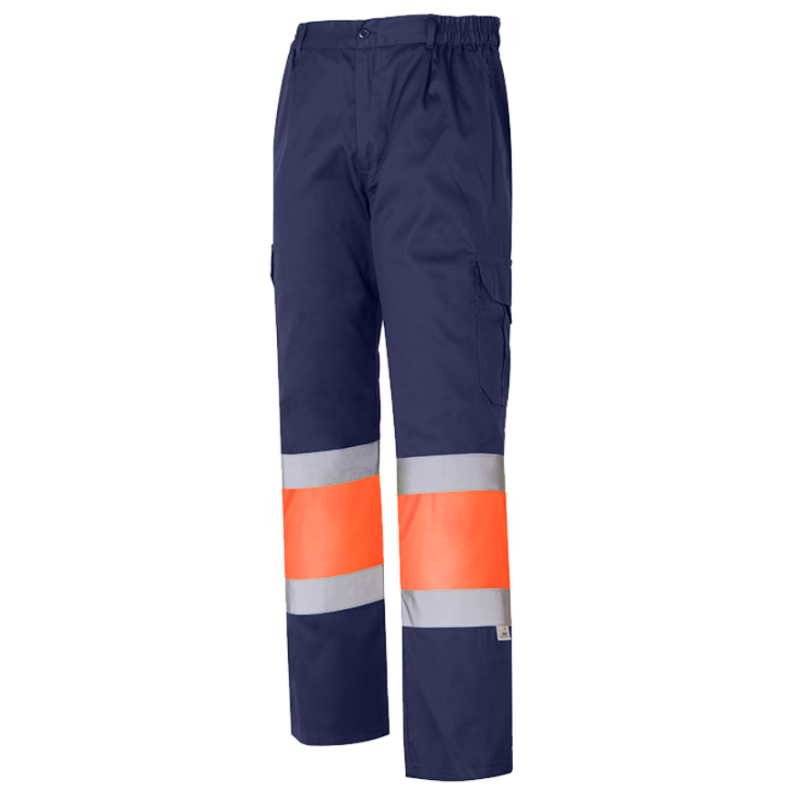 Pantalón laboral multibolsillos color azul marino y naranja, ref. 1061, CHINTEX