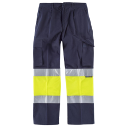 Pantalón laboral color azul marino y amarillo, ref. C4019, WORKTEAM