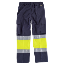 Pantalón laboral color azul marino y amarillo, ref. C4019, WORKTEAM 2