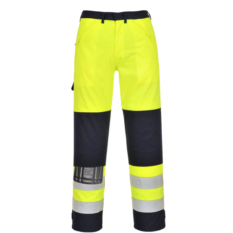 Pantalón laboral Bizflame color azul marino y amarillo, ref. FR62, PORTWEST