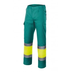 Pantalón 157 alta visibilidad verde amarillo flúor con forro, VELILLA 1