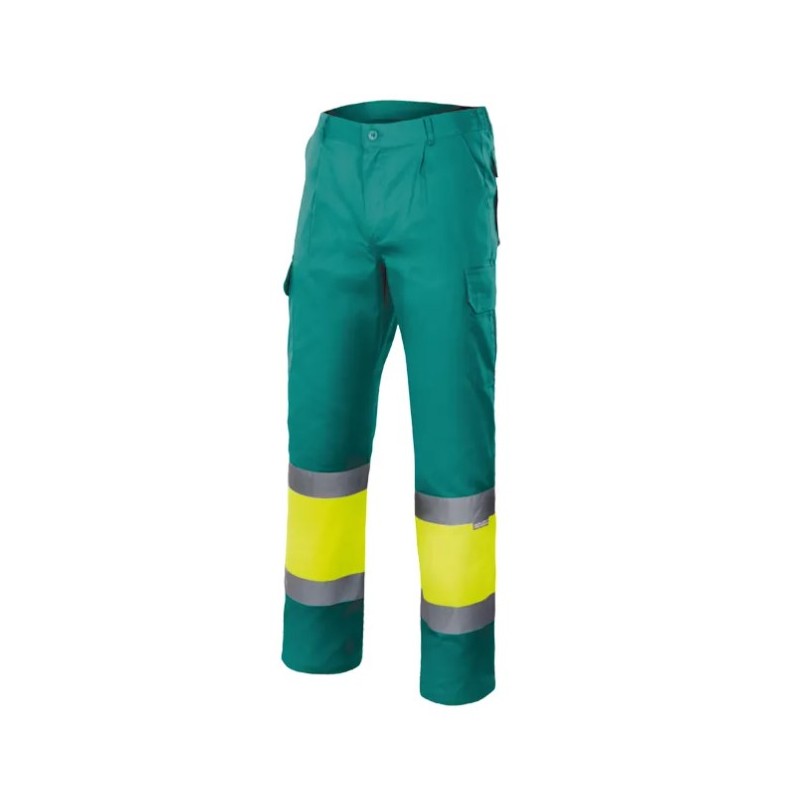 Pantalón 157 alta visibilidad verde amarillo flúor con forro, VELILLA