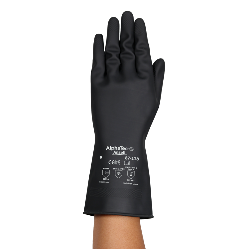 Par de guantes químico de látex de caucho natural ref. Alphatec 87-118, ANSELL