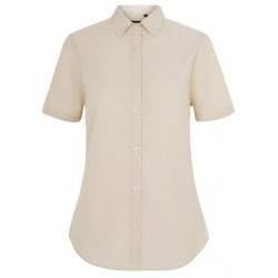 Camisa Oxford Stretch Beige Manga Corta para Mujer| Velilla 405025S