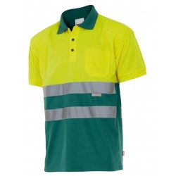 Polo alta visibilidad manga corta 173 amarillo flúor verde,  VELILLA