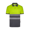 Polo poliéster reciclado alta visibilidad manga corta gris amarillo flúor, ref. 305533, VELILLA 1