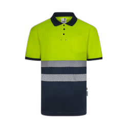 Polo alta visibilidad manga corta bicolor navy amarillo flúor, ref. 305533,...
