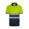 Polo poliéster reciclado alta visibilidad manga corta navy amarillo flúor, ref. 305533, VELILLA 1