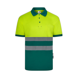 Polo alta visibilidad manga corta bicolor verde amarillo flúor, ref. 305533,...