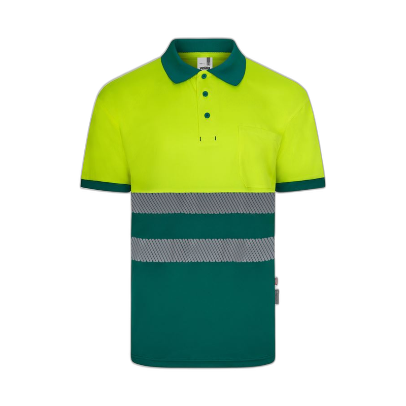 Polo alta visibilidad manga corta bicolor verde amarillo flúor, ref. 305533,...