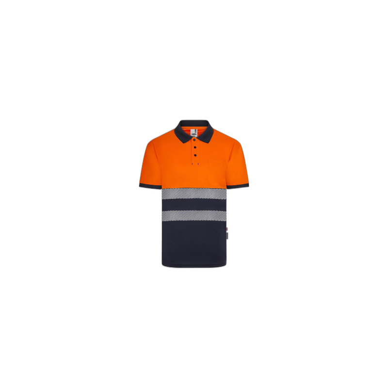 Polo alta visibilidad manga corta bicolor navy naranja flúor, ref. 305533,...