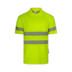 Polo alta visibilidad manga corta monocolor amarillo flúor, ref. 305532, VELILLA