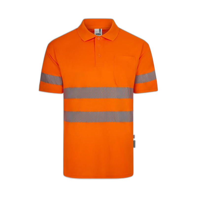 Polo alta visibilidad manga corta monocolor naranja flúor, ref. 305532, VELILLA