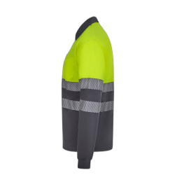 Polo alta visibilidad manga larga bicolor gris amarillo flúor, ref. 305535,... 3