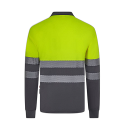 Polo alta visibilidad manga larga bicolor gris amarillo flúor, ref. 305535,... 2