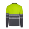 Polo poliéster reciclado alta visibilidad manga larga gris amarillo flúor, ref. 305535, VELILLA 2