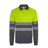 Polo poliéster reciclado alta visibilidad manga larga gris amarillo flúor, ref. 305535, VELILLA 1