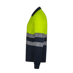 Polo alta visibilidad manga larga bicolor navy amarillo flúor, ref. 305535,... 2