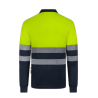 Polo poliéster reciclado alta visibilidad manga larga navy amarillo flúor, ref. 305535, VELILLA 3