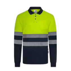 Polo alta visibilidad manga larga bicolor navy amarillo flúor, ref. 305535,...