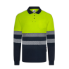 Polo poliéster reciclado alta visibilidad manga larga navy amarillo flúor, ref. 305535, VELILLA 1
