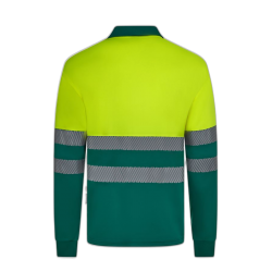 Polo alta visibilidad manga larga bicolor verde amarillo flúor, ref. 305535,... 2