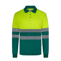 Polo alta visibilidad manga larga bicolor verde amarillo flúor, ref. 305535,...