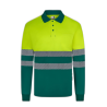 Polo poliéster reciclado alta visibilidad manga larga verde amarillo flúor, ref. 305535, VELILLA 1