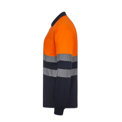 Polo alta visibilidad manga larga bicolor navy naranja flúor, ref. 305535,... 3