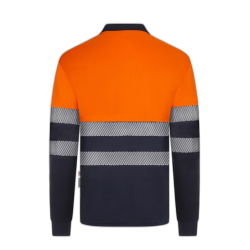 Polo alta visibilidad manga larga bicolor navy naranja flúor, ref. 305535,... 2