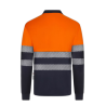 Polo poliéster reciclado alta visibilidad manga larga navy naranja flúor, ref. 305535, VELILLA 2