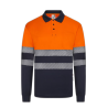 Polo poliéster reciclado alta visibilidad manga larga navy naranja flúor, ref. 305535, VELILLA 1